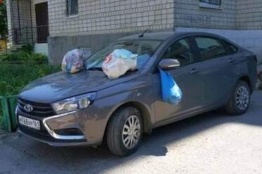 В Ростове за неправильную парковку забросали мусором Lada Vesta